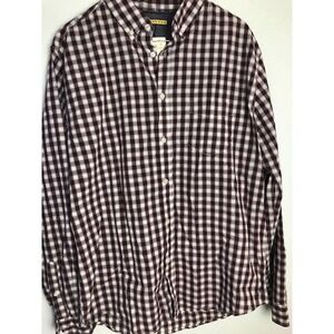 Prince & Fox Dress Shirt Mens Large Dark Red Plaid Long Sleeve Button Down